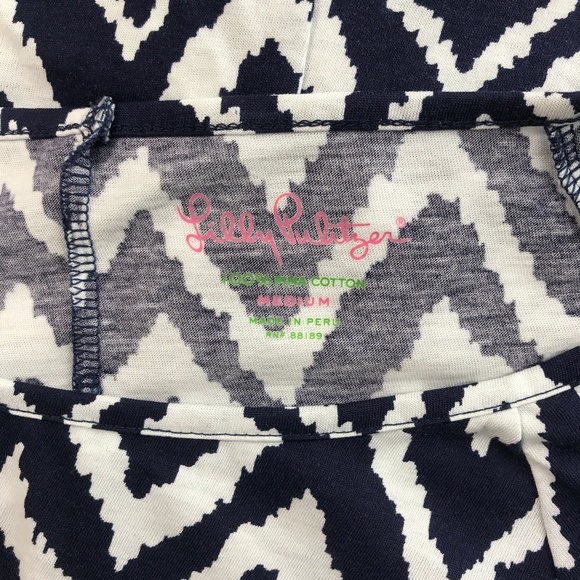Lilly Pulitzer Palmer Dress Blue & White Chevron - Picture 2 of 4